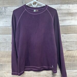 ButterFleece Womens Plum Purple Fleece Crewneck Raglan Accent Stitch Top Size M